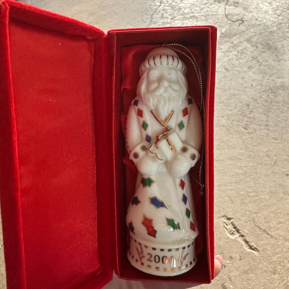 Porcelain Santa Ornament with Colorful Accents